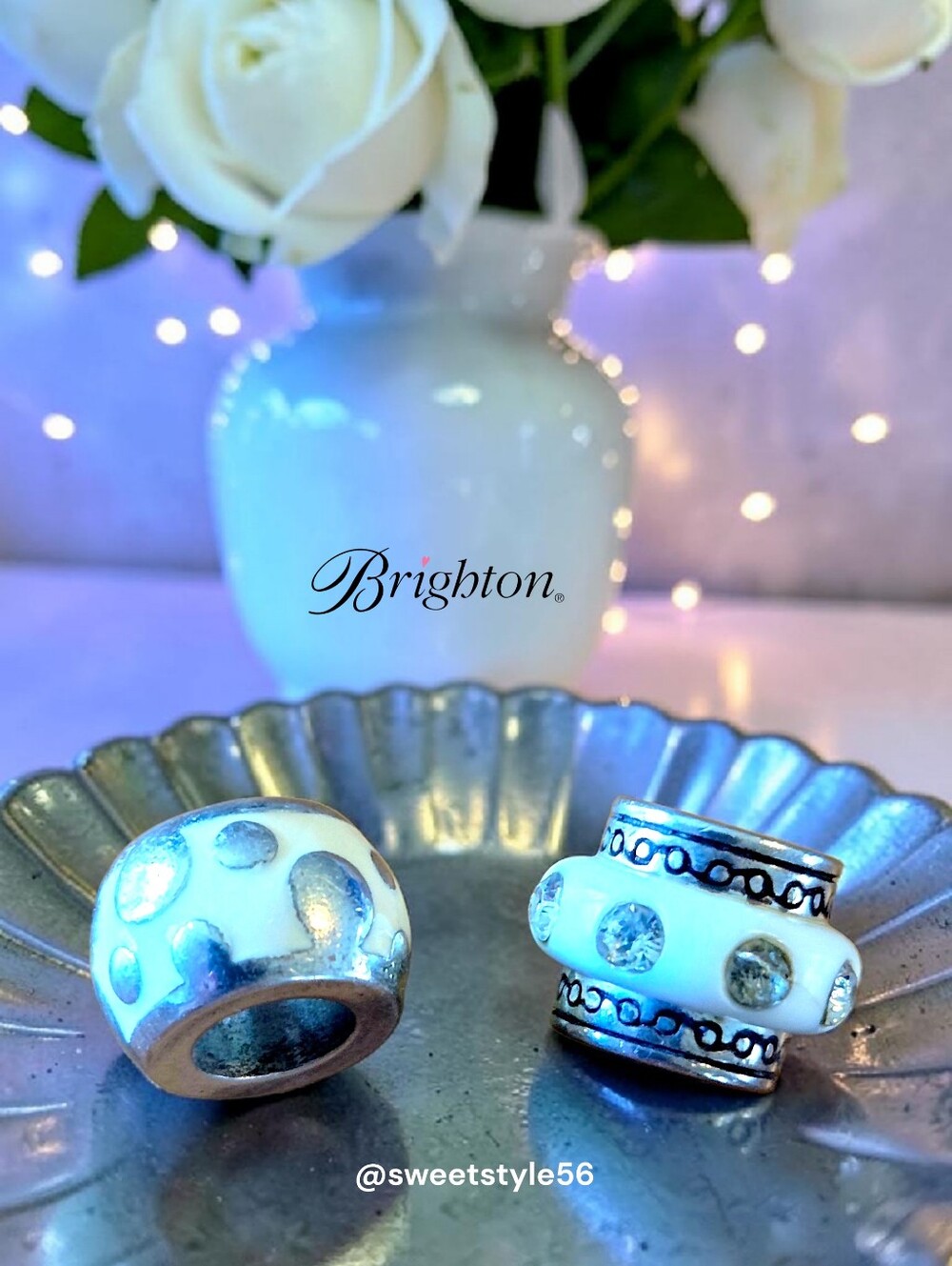 BRIGHTON "Dazzle" And "Dot To Dot" Enamel,  Crystal, And Silver Beads, SET OF 2!